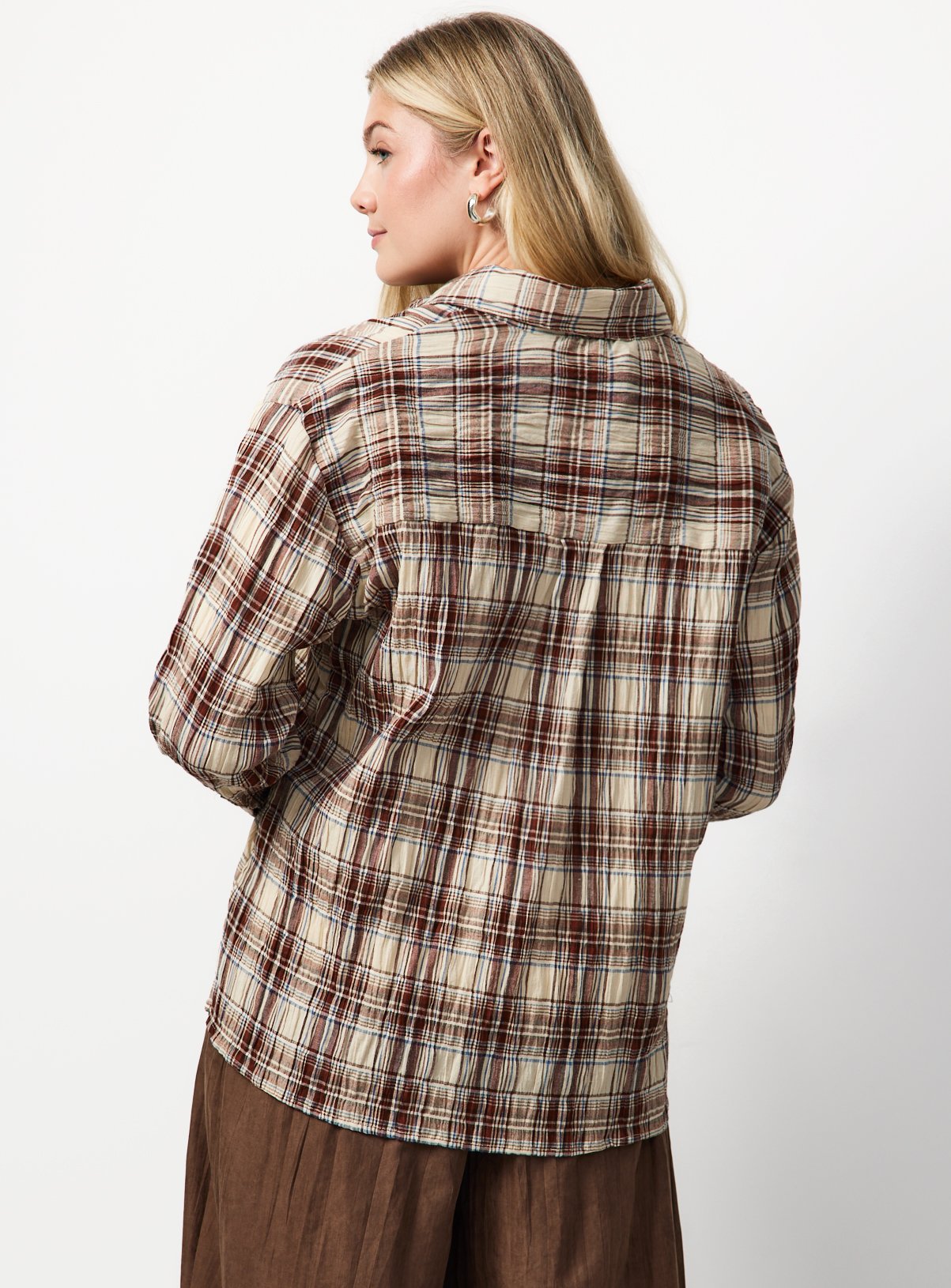 Brown Checked Long Sleeve Shirt 10 - Image 4 thumbnail